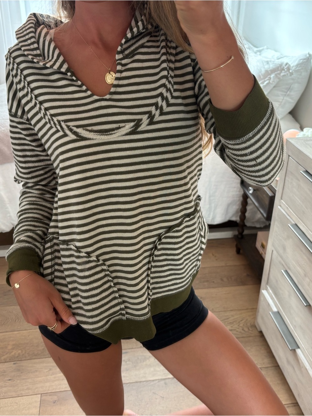 Vintage Striped Hooded Pullover